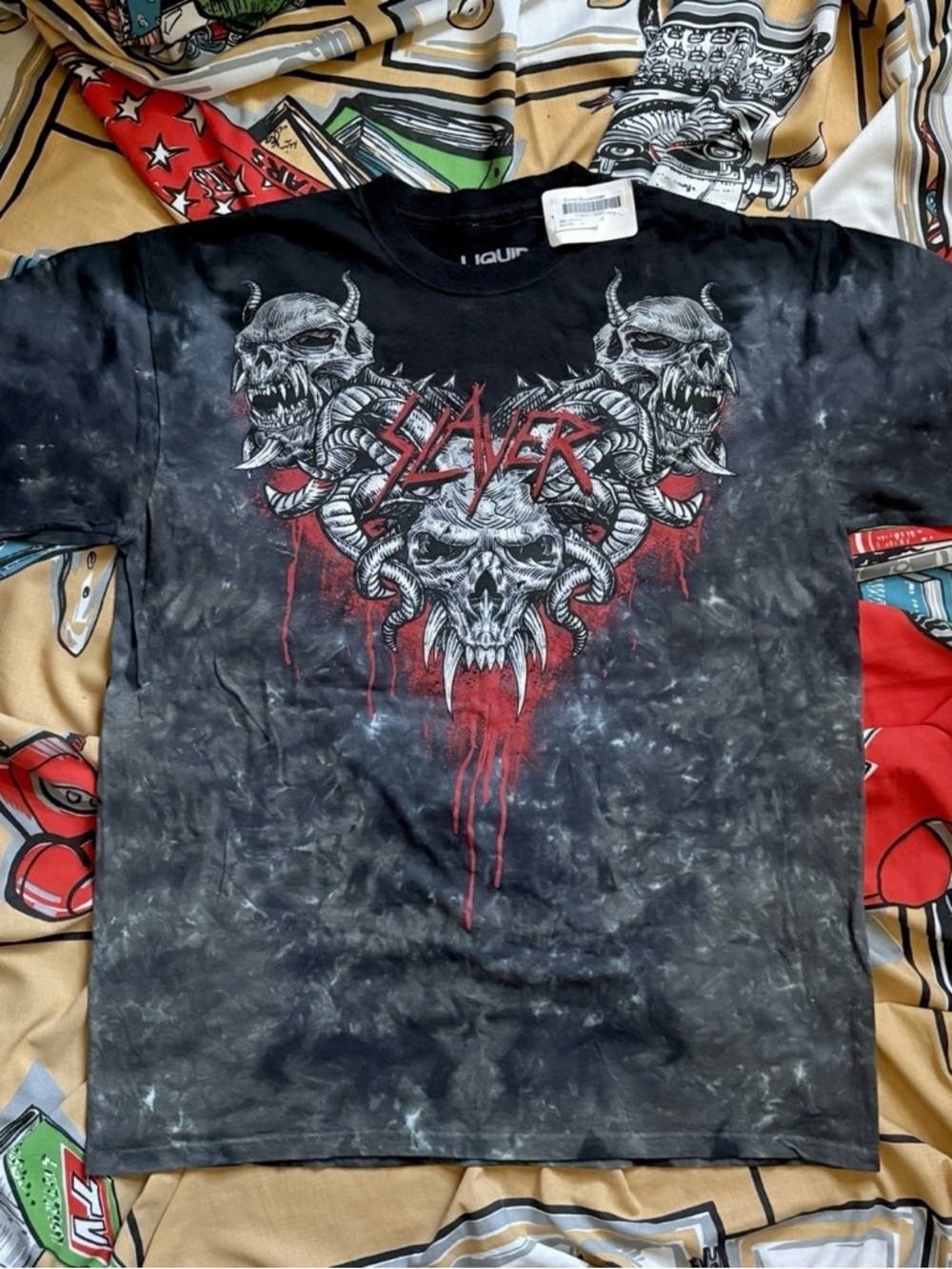 NWT Slayer Liquid Blue Hell Awaits AOP t-shirt XL 2010 DEADSTOCK tie-dye
